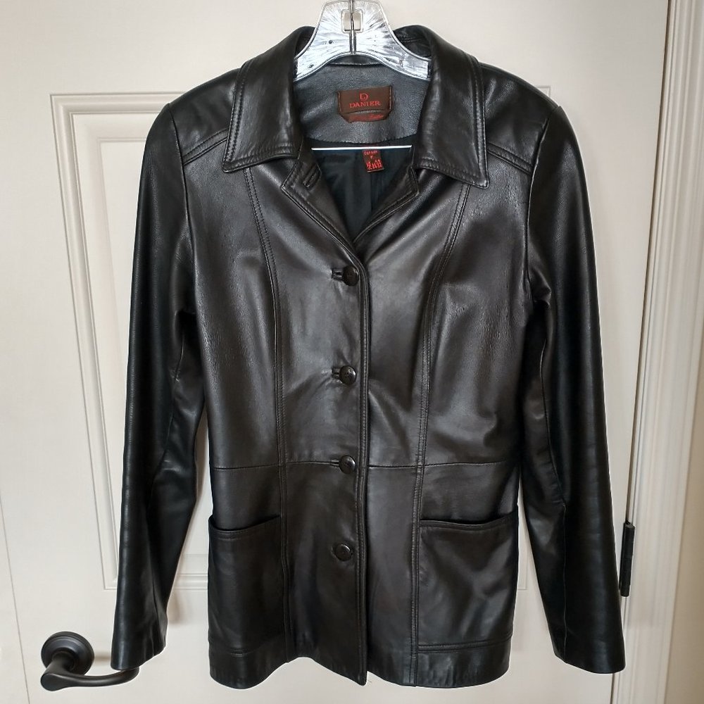 Women's Danier black Italian leather jacket - size S, excellent condition